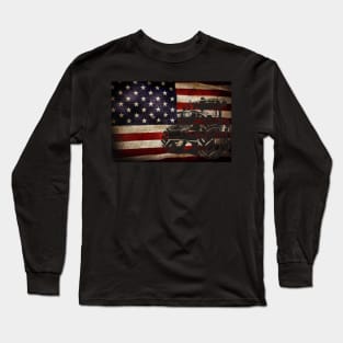 Farm Tractors USA Flag Patriotic Farming Long Sleeve T-Shirt